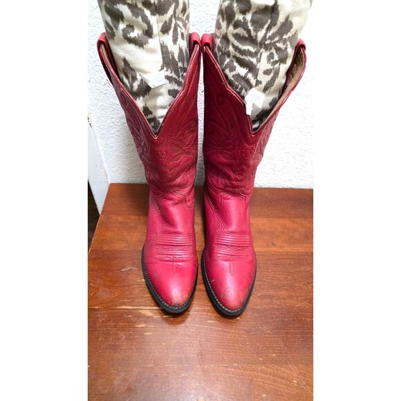 Ariat Heritage Red Leather Western Cowboy Embroidery Boots Women's Size 8 B - Picture 2 of 9